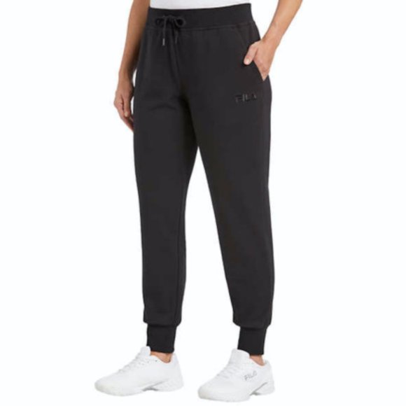 NWT FILA Womens French Terry Drawstring Jogger Black Size S $60 9C184 - Picture 1 of 2